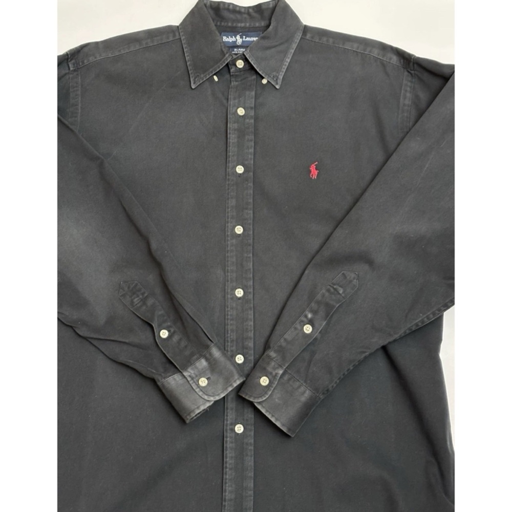RALPH LAUREN MENS BLAKE BUTTON DOWN SHIRT M RED PONY VINTAGE BLACK COTTON MINT - Picture 3 of 8